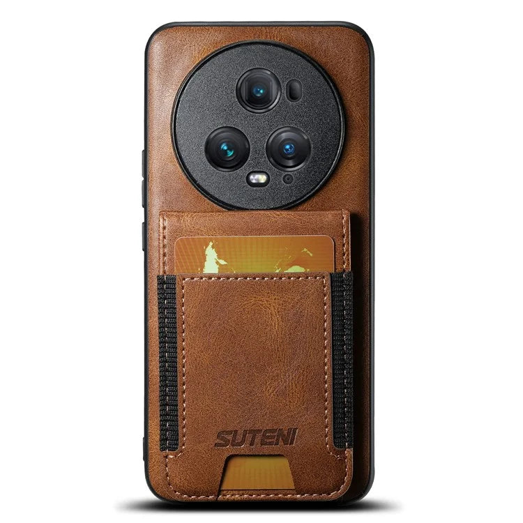 SUTENI H03 For Honor Magic5 Pro Case Leather+TPU Shockproof Shell with Card Holder