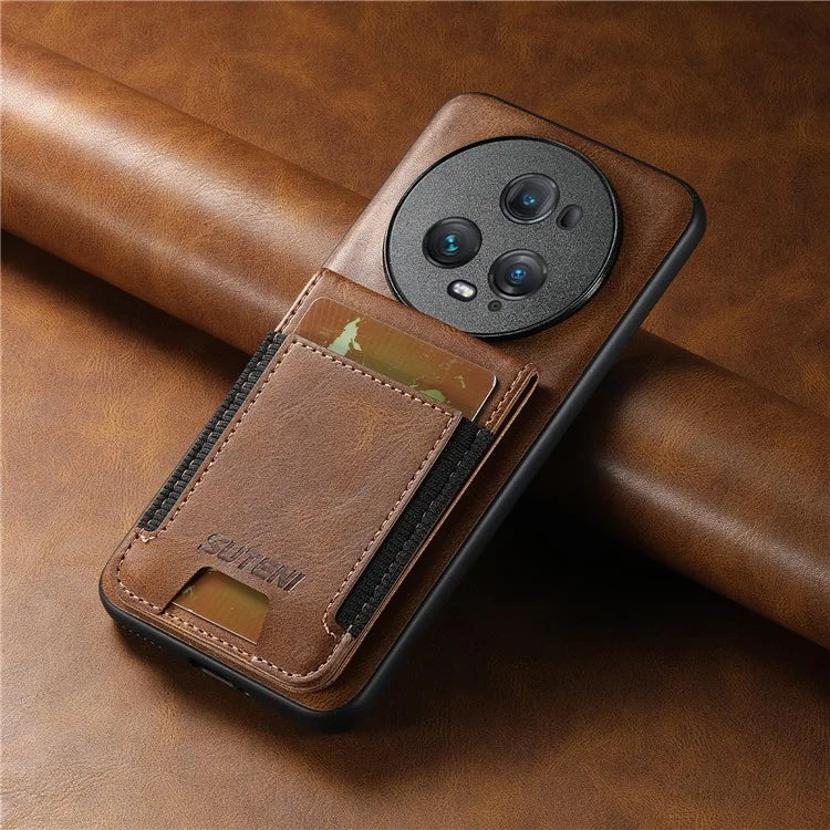 SUTENI H03 For Honor Magic5 Pro Case Leather+TPU Shockproof Shell with Card Holder
