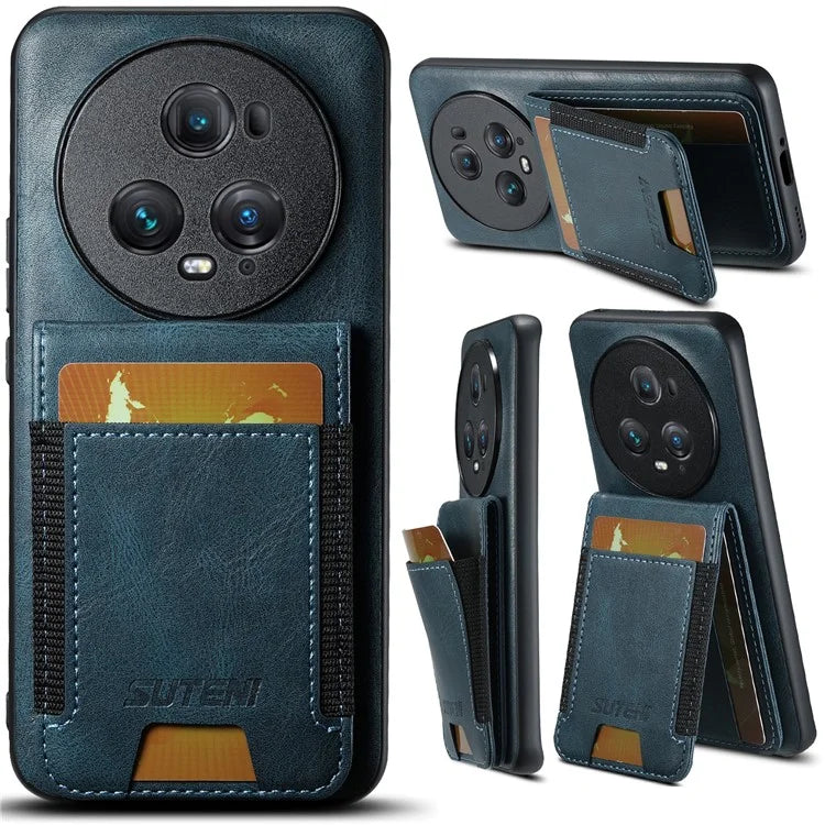 SUTENI H03 For Honor Magic5 Pro Case Leather+TPU Shockproof Shell with Card Holder
