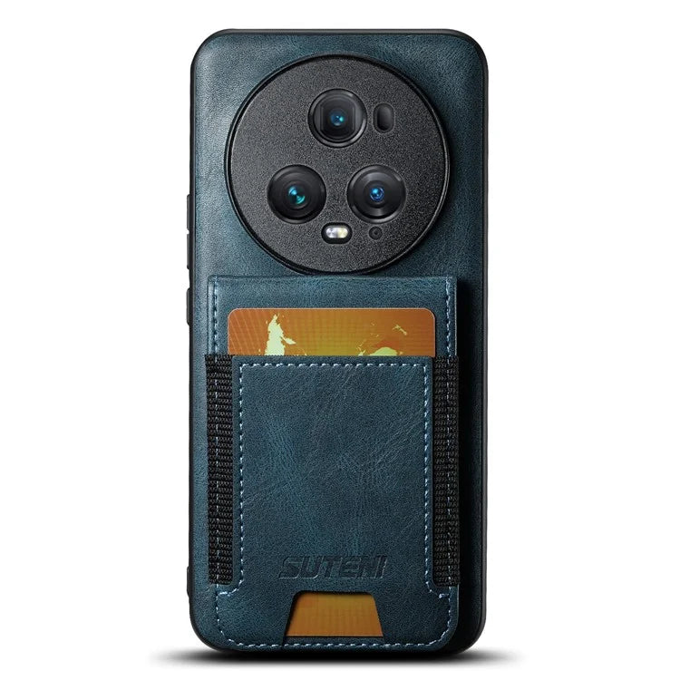 SUTENI H03 For Honor Magic5 Pro Case Leather+TPU Shockproof Shell with Card Holder