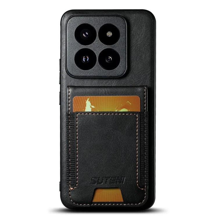 SUTENI H03 For Xiaomi 14 Pro Case Card Holder Waxy Texture Phone Cover