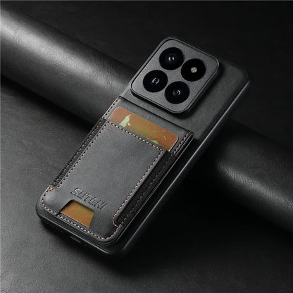 SUTENI H03 For Xiaomi 14 Pro Case Card Holder Waxy Texture Phone Cover