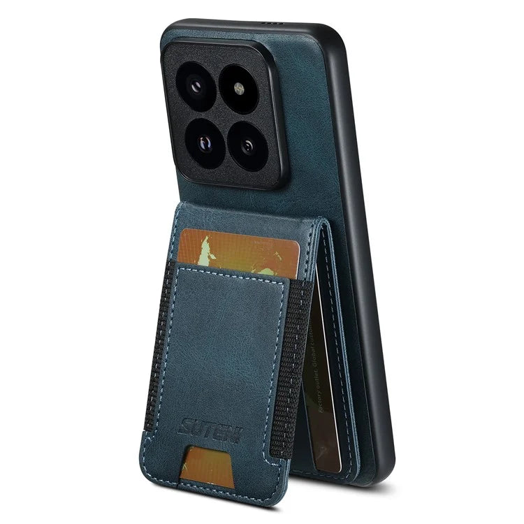 SUTENI H03 For Xiaomi 14 Pro Case Card Holder Waxy Texture Phone Cover