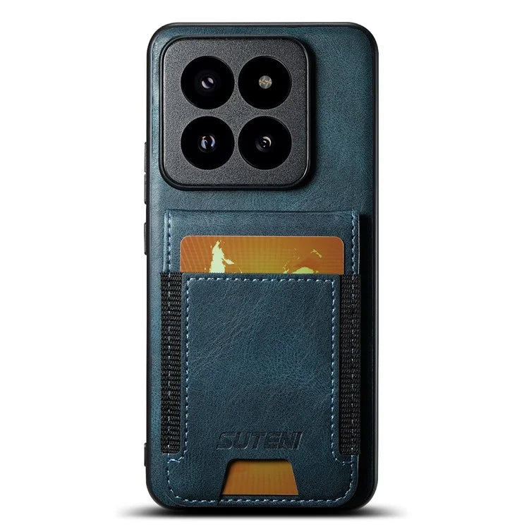 SUTENI H03 For Xiaomi 14 Pro Case Card Holder Waxy Texture Phone Cover