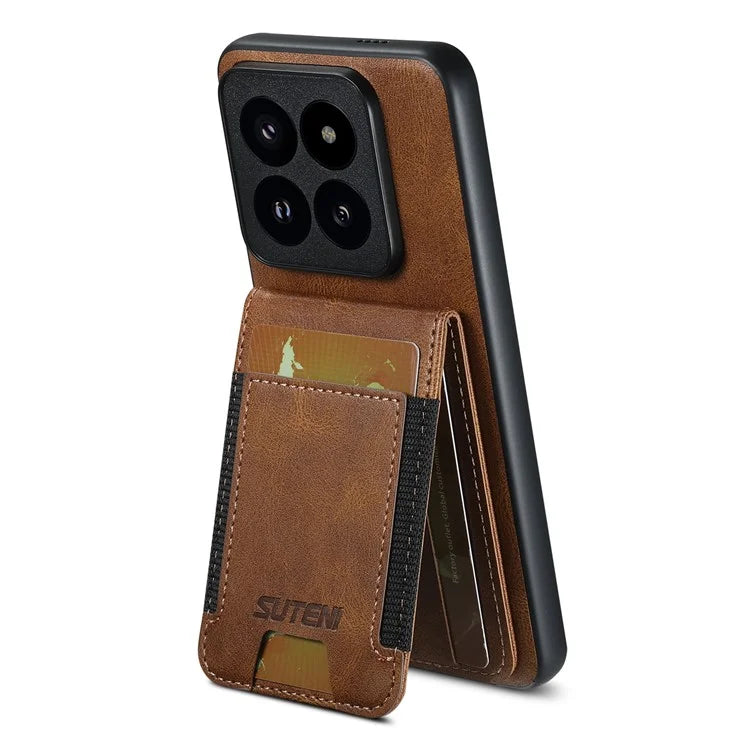 SUTENI H03 For Xiaomi 14 Pro Case Card Holder Waxy Texture Phone Cover