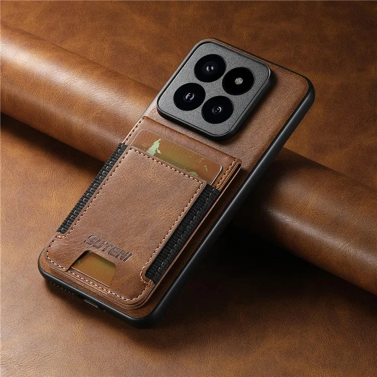 SUTENI H03 For Xiaomi 14 Case with Card Holder Slot Shockproof Kickstand Phone Cover