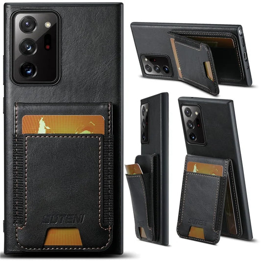 SUTENI H03 For Samsung Galaxy Note20 Ultra / Note20 Ultra 5G Case Waxy Texture Kickstand Phone Cover