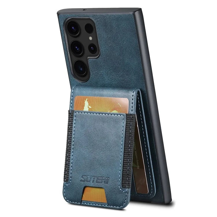 SUTENI H03 For Samsung Galaxy S22 Ultra 5G Case Card Holder Magnetic Adsorption Protective Cover