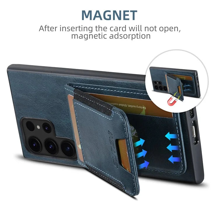 SUTENI H03 For Samsung Galaxy S22 Ultra 5G Case Card Holder Magnetic Adsorption Protective Cover