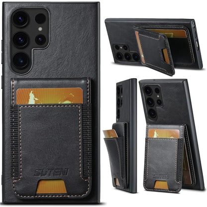SUTENI H03 For Samsung Galaxy S22 Ultra 5G Case Card Holder Magnetic Adsorption Protective Cover