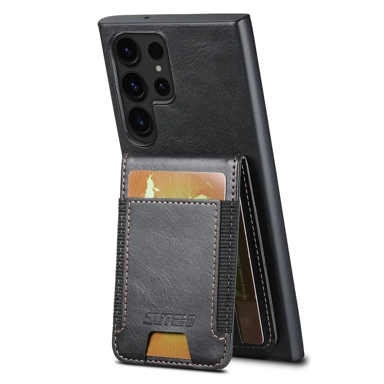 SUTENI H03 For Samsung Galaxy S22 Ultra 5G Case Card Holder Magnetic Adsorption Protective Cover