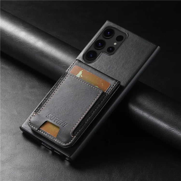 SUTENI H03 For Samsung Galaxy S22 Ultra 5G Case Card Holder Magnetic Adsorption Protective Cover