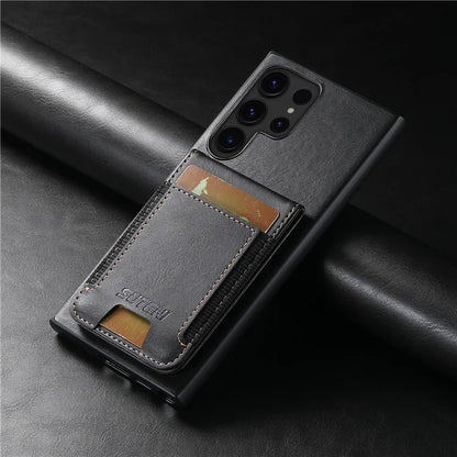 SUTENI H03 For Samsung Galaxy S22 Ultra 5G Case Card Holder Magnetic Adsorption Protective Cover