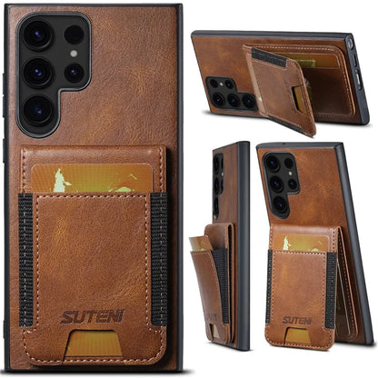 SUTENI H03 For Samsung Galaxy S22 Ultra 5G Case Card Holder Magnetic Adsorption Protective Cover