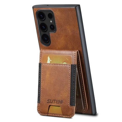 SUTENI H03 For Samsung Galaxy S22 Ultra 5G Case Card Holder Magnetic Adsorption Protective Cover