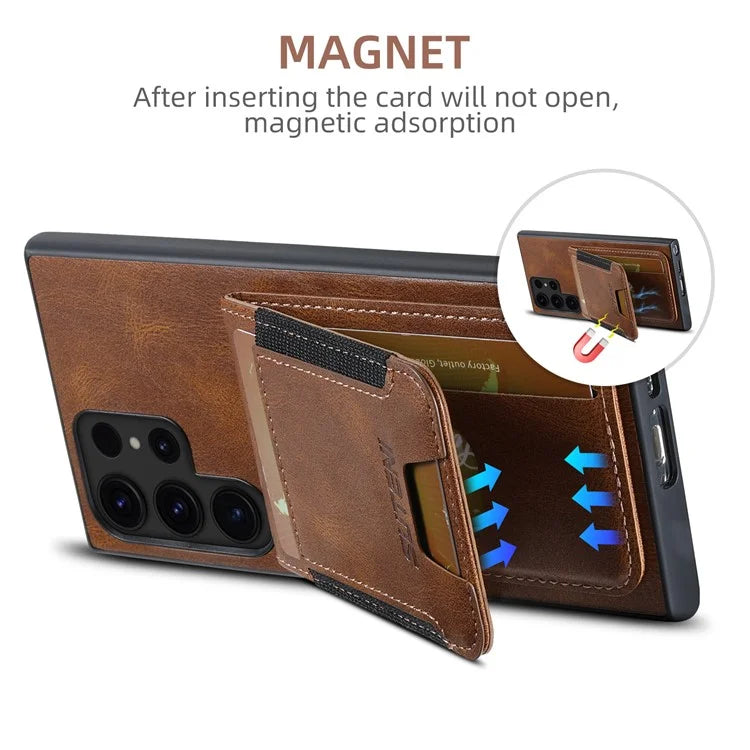 SUTENI H03 For Samsung Galaxy S22 Ultra 5G Case Card Holder Magnetic Adsorption Protective Cover