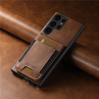 SUTENI H03 For Samsung Galaxy S22 Ultra 5G Case Card Holder Magnetic Adsorption Protective Cover