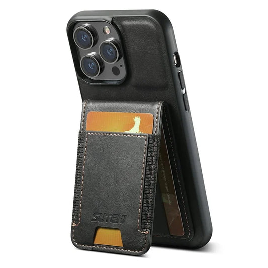 SUTENI H03 For iPhone 13 Pro Max Case PU Leather Waxy Texture Kickstand Phone Cover