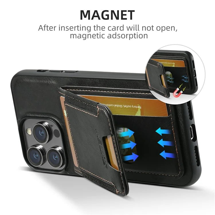SUTENI H03 For iPhone 13 Pro Max Case PU Leather Waxy Texture Kickstand Phone Cover