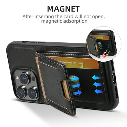 SUTENI H03 For iPhone 13 Pro Max Case PU Leather Waxy Texture Kickstand Phone Cover