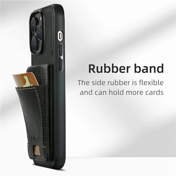 SUTENI H03 For iPhone 13 Pro Max Case PU Leather Waxy Texture Kickstand Phone Cover