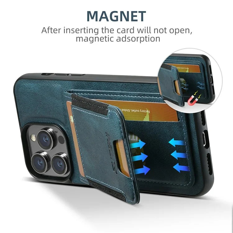 SUTENI H03 For iPhone 13 Pro Max Case PU Leather Waxy Texture Kickstand Phone Cover