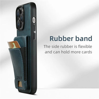 SUTENI H03 For iPhone 13 Pro Max Case PU Leather Waxy Texture Kickstand Phone Cover