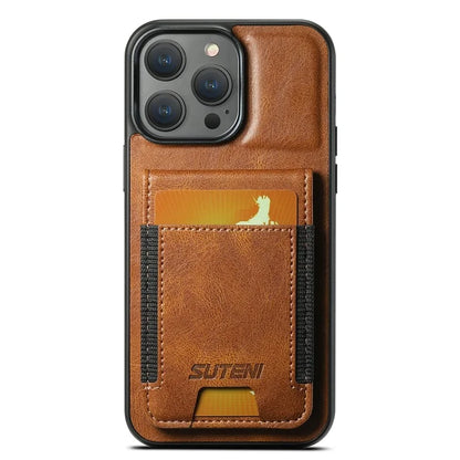 SUTENI H03 For iPhone 13 Pro Max Case PU Leather Waxy Texture Kickstand Phone Cover
