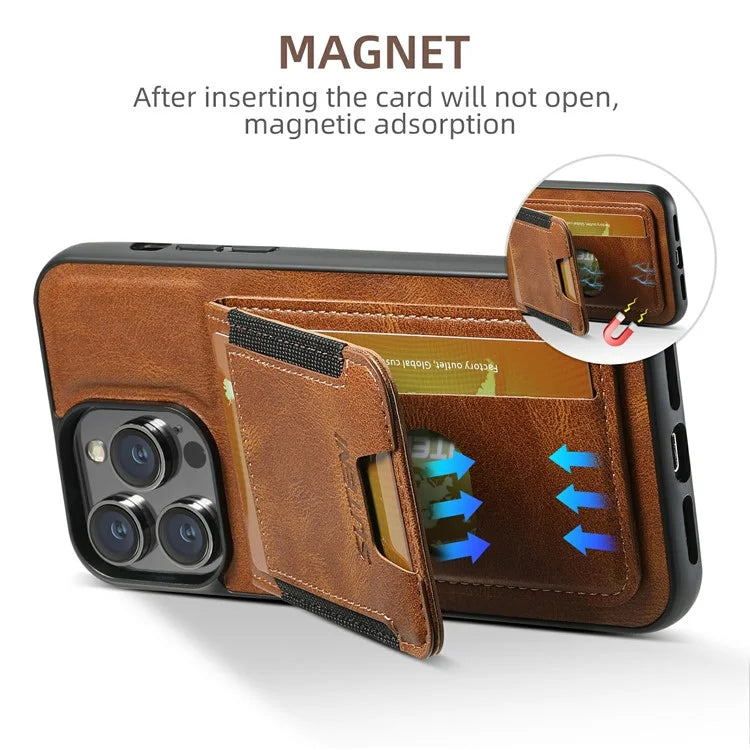 SUTENI H03 For iPhone 13 Pro Max Case PU Leather Waxy Texture Kickstand Phone Cover