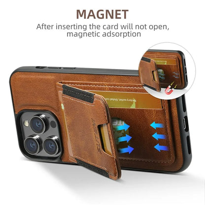 SUTENI H03 For iPhone 13 Pro Max Case PU Leather Waxy Texture Kickstand Phone Cover