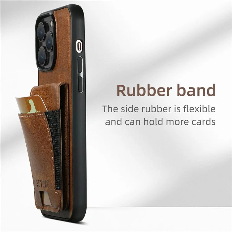 SUTENI H03 For iPhone 13 Pro Max Case PU Leather Waxy Texture Kickstand Phone Cover