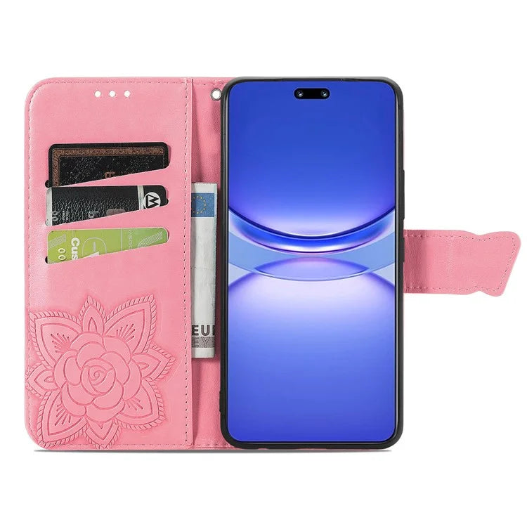 For Huawei nova 12 Pro 5G Case Leather Card Slots Phone Cover Butterfly Pattern