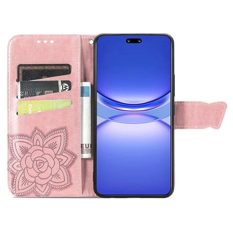 For Huawei nova 12 Pro 5G Case Leather Card Slots Phone Cover Butterfly Pattern