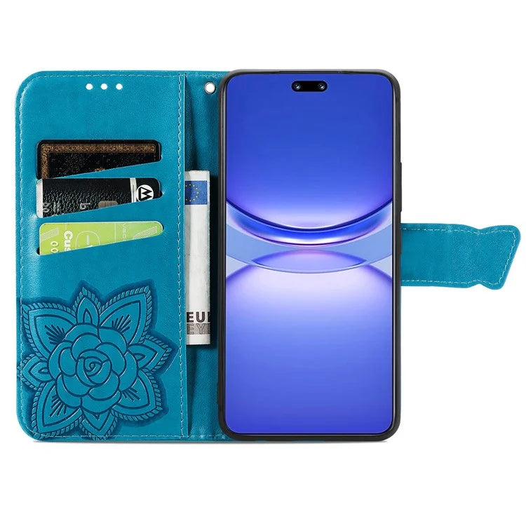 For Huawei nova 12 Pro 5G Case Leather Card Slots Phone Cover Butterfly Pattern