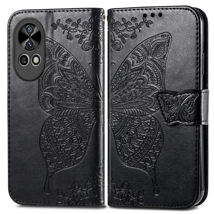 For Huawei nova 12 5G Case Butterfly Pattern Imprinted Phone Cover with Hand Strap
