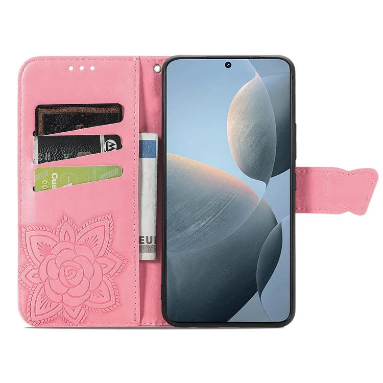 For Xiaomi Redmi K70E 5G / Poco X6 Pro 5G Phone Case Butterfly Pattern Folio Stand View Cover