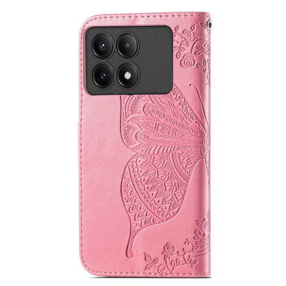 For Xiaomi Redmi K70E 5G / Poco X6 Pro 5G Phone Case Butterfly Pattern Folio Stand View Cover