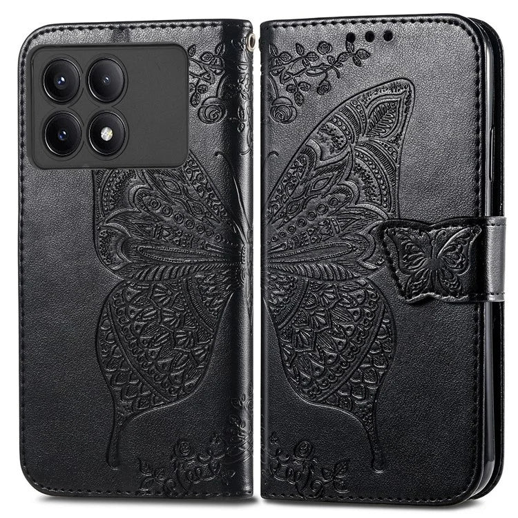 For Xiaomi Redmi K70E 5G / Poco X6 Pro 5G Phone Case Butterfly Pattern Folio Stand View Cover
