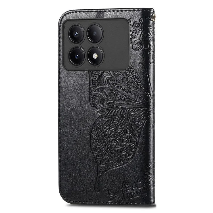 For Xiaomi Redmi K70E 5G / Poco X6 Pro 5G Phone Case Butterfly Pattern Folio Stand View Cover