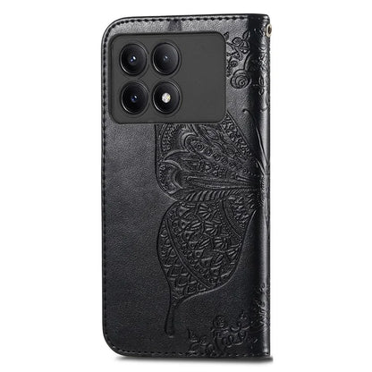 For Xiaomi Redmi K70E 5G / Poco X6 Pro 5G Phone Case Butterfly Pattern Folio Stand View Cover