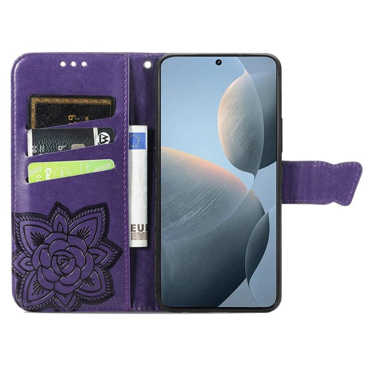 For Xiaomi Redmi K70E 5G / Poco X6 Pro 5G Phone Case Butterfly Pattern Folio Stand View Cover