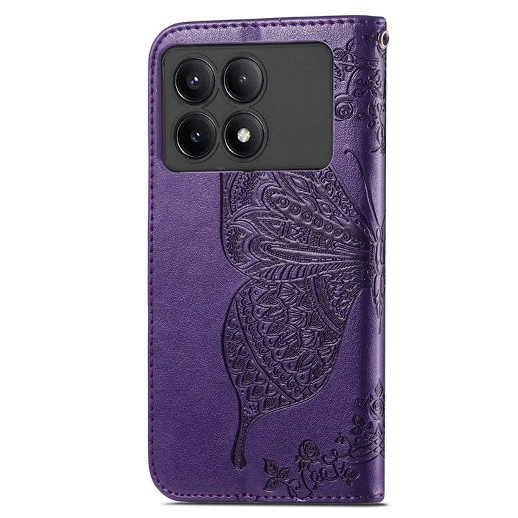 For Xiaomi Redmi K70E 5G / Poco X6 Pro 5G Phone Case Butterfly Pattern Folio Stand View Cover