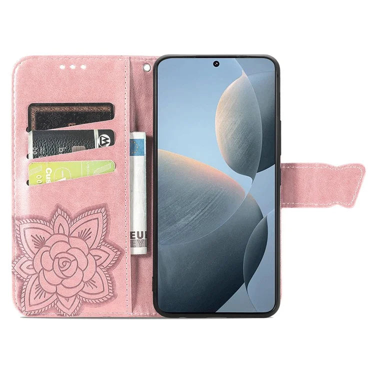 For Xiaomi Redmi K70E 5G / Poco X6 Pro 5G Phone Case Butterfly Pattern Folio Stand View Cover