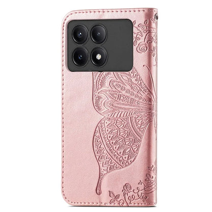 For Xiaomi Redmi K70E 5G / Poco X6 Pro 5G Phone Case Butterfly Pattern Folio Stand View Cover
