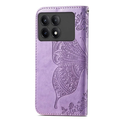 For Xiaomi Redmi K70E 5G / Poco X6 Pro 5G Phone Case Butterfly Pattern Folio Stand View Cover