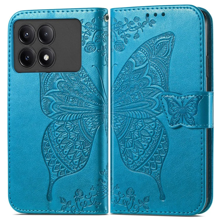 For Xiaomi Redmi K70E 5G / Poco X6 Pro 5G Phone Case Butterfly Pattern Folio Stand View Cover