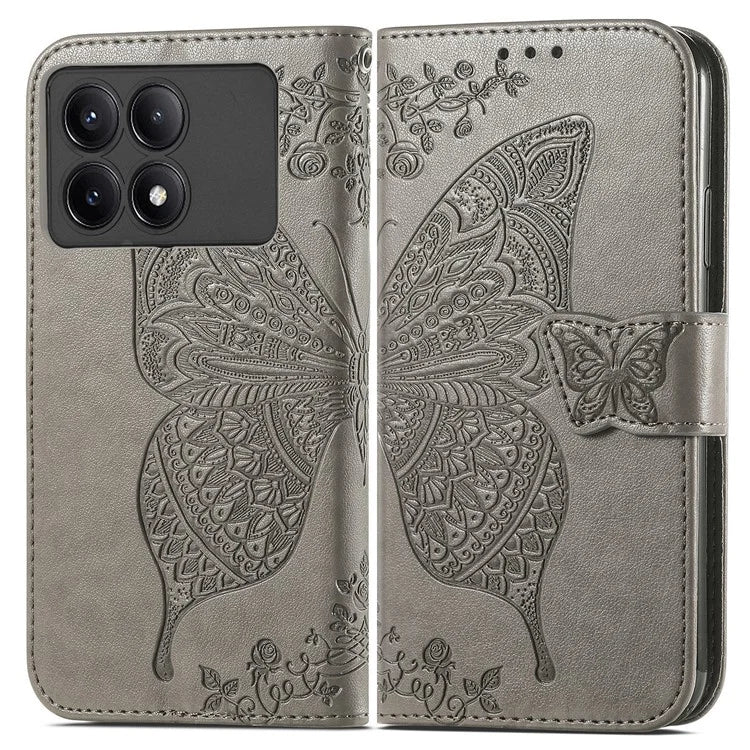 For Xiaomi Redmi K70E 5G / Poco X6 Pro 5G Phone Case Butterfly Pattern Folio Stand View Cover