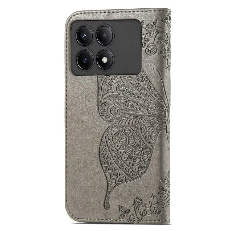 For Xiaomi Redmi K70E 5G / Poco X6 Pro 5G Phone Case Butterfly Pattern Folio Stand View Cover