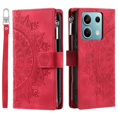 For Xiaomi Redmi Note 13 5G Phone Case Flower Pattern Leather Flip Wallet Cover