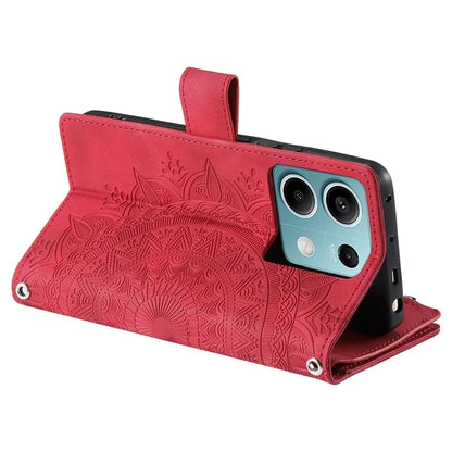 For Xiaomi Redmi Note 13 5G Phone Case Flower Pattern Leather Flip Wallet Cover